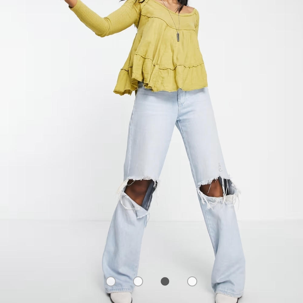 Free People Yellow Bell Sleeve Peplum Blouse - Picture 3 of 7